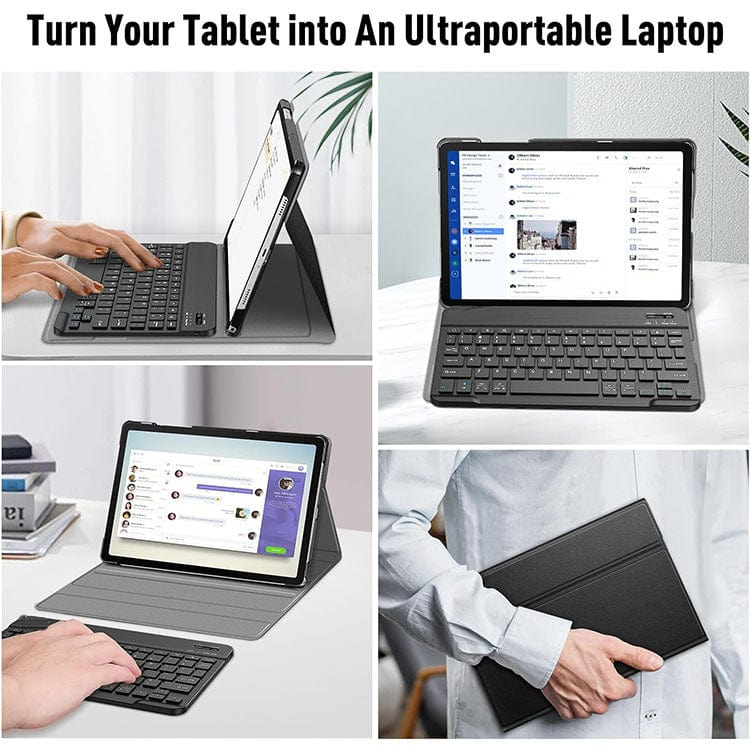 Generisch - Grip Case AR-KBLB202 - Bluetooth-Tastatur mit Lederhülle für Galaxy Tab A9+ 11 (2023)