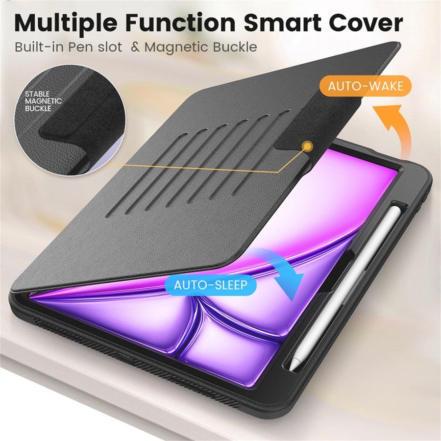 Generisch - Grip Case AR-KBLB115 - Bluetooth-Tastatur mit Lederfolie für iPad Air 11" M2 & M3