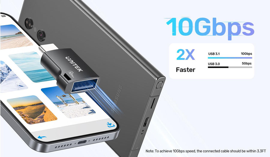 Unitek A1048A - 10Gbps USB-C to USB-A Adapter. Supports Data Sync & 2A Fast