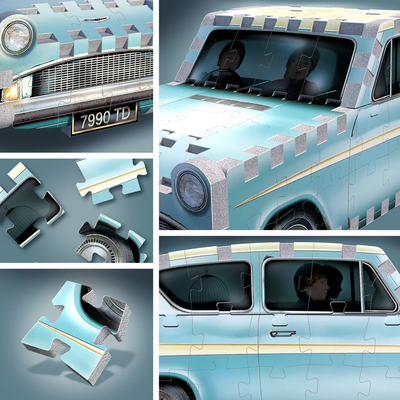 WREBBIT3D PUZZLES W3D-0202 - WREBBIT3D: FLIEGENDER FORD ANGLIA MINI