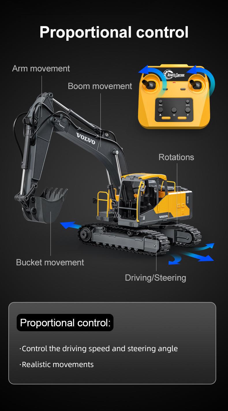 CADA/DOUBLE E E598-003 - DOUBLE E: 1:16 VOLVO EC160E EXCAVATOR PRO ALLOY R/C