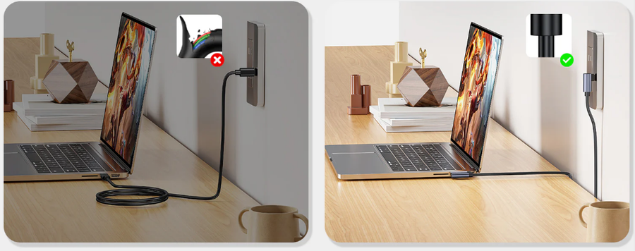 Unitek C14147A - 0.5m 100W Right Angle USB-C to Right Angle USB-C Cable. PD3.0/QC3.0 Fast Charging