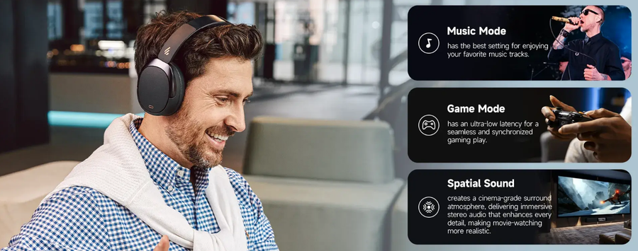 Edifier  WH950NB (2025 Upgrade) Wireless Over-Ear Noise-Cancelling Headphones - White