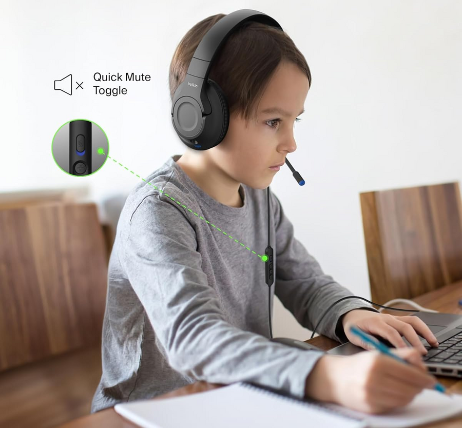 Belkin AUD007FQBK - SOUNDFORM INSPIRE WIRED OVER-EAR HEADSET