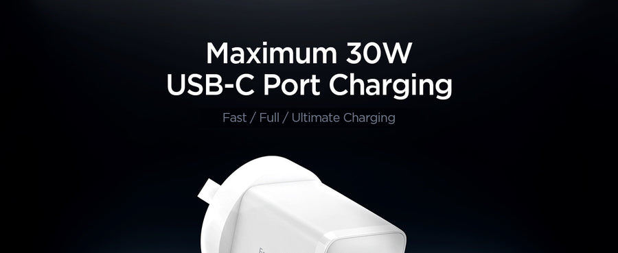 Spigen Essential 30W USB-C PD GaN Fast Charging Wall Charger - White - Up to 30W PD Fast Charging - Compact Design - Support Apple iPhone, iPad, Samsung Smart Phone PD Fast Charging