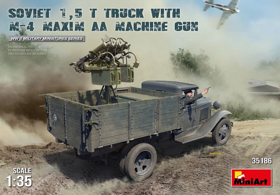 Miniart 2-35186 - MINIART 1/35 SOWJETISCHER 1.5t LKW MIT MAXIM M-4 MG