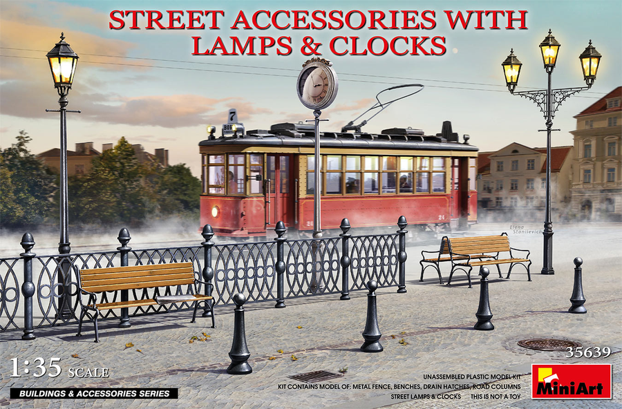 Miniart 2-35639 - MINIART 1/35 STREET ACC W/LAMPS & CLOCKS