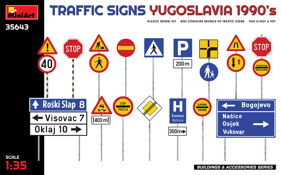 Miniart 2-35643 - MINIART 1/35 TRAFFIC SIGNS YUGOSLAVIA 1990's