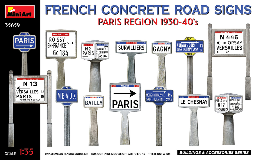 Miniart 2-35659 - MINIART 1/35 TRAFFIC SIGNS FRENCH '30's PARIS