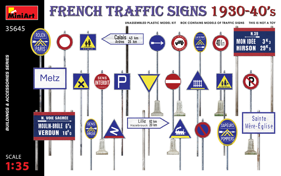 Miniart 2-35645 - MINIART 1/35 TRAFFIC SIGNS FRENCH 1930/40's