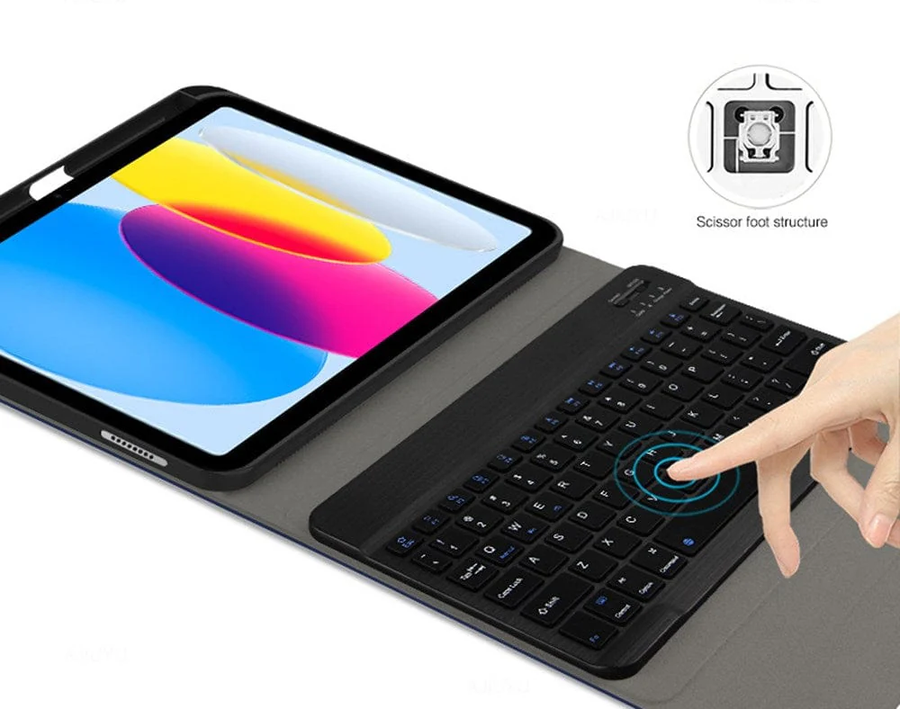 Generisch – Grip Case AR-KBLB119 – Bluetooth-Tastatur mit Lederhülle für iPad 11 (A16)