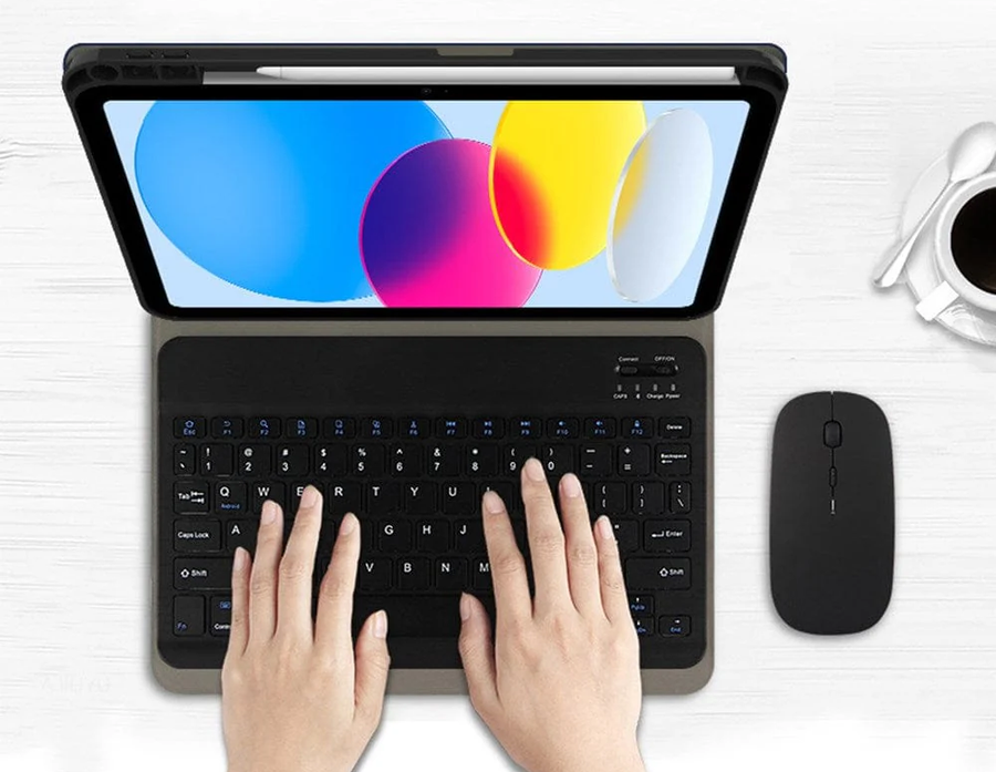 Generisch – Grip Case AR-KBLB119 – Bluetooth-Tastatur mit Lederhülle für iPad 11 (A16)