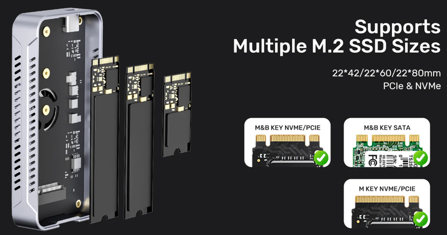 Unitek S1242A - Solid Force Reefer TurboCool USB4 40Gbps M.2 SSD Enclusure Cooling Fan. M/BandM Key