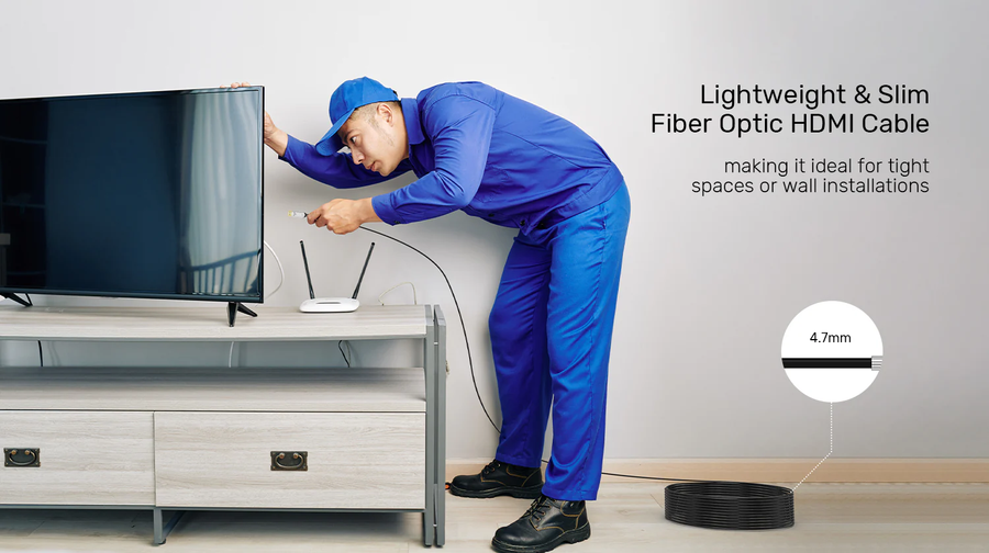 Unitek C11092A-15M - 15m HDMI 4K Fibre Optic 2.0 Cable w/ 24K Gold-plated Connectors. Supports HDR ARC