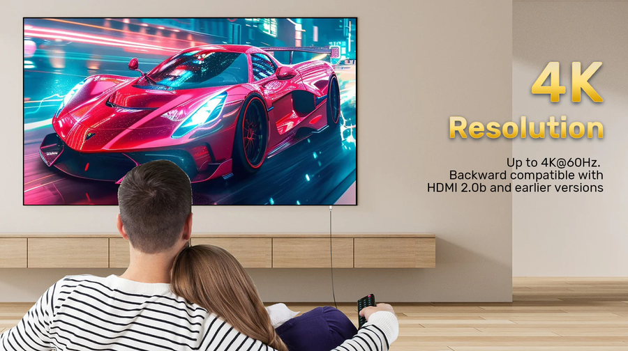 Unitek C11092A-20M - 20m HDMI 4K Fibre Optic 2.0 Cable w/ 24K Gold-plated Connectors. Supports HDR ARC