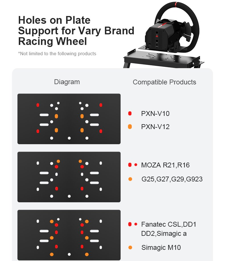 PXN-A10 - PXN-A10 Adjustable Racing Sim Frame Black