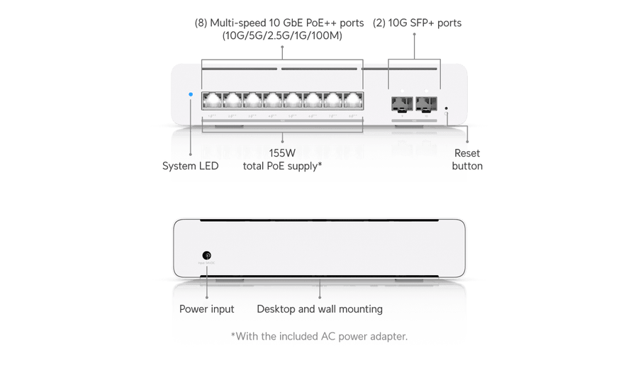 USW-Pro-XG-8-PoE - Ubiquiti UniFi Professional XG 8-port 10GbE Layer 3 Etherlighting PoE++ Switch
