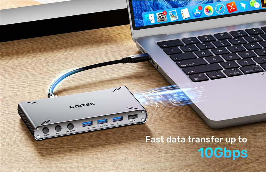 Unitek D1118A - USB-C 10Gbps HDMI Split Screen KVM Switch. 1 HDMI 4K@30 & 5 USB-A Ports