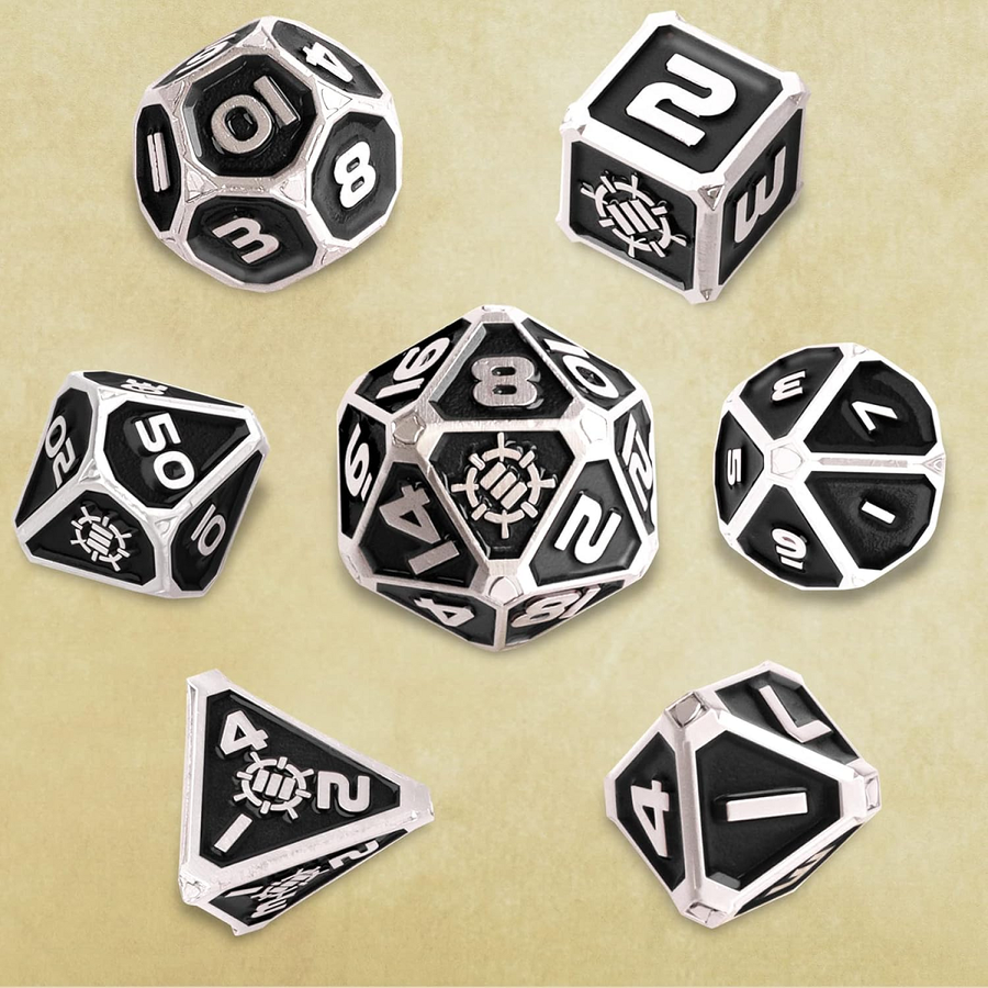 ENTTDM7520BKEW - Enhance Tabletop Collectors 7-teiliges Metall-RPG-Würfelset - Schwarz