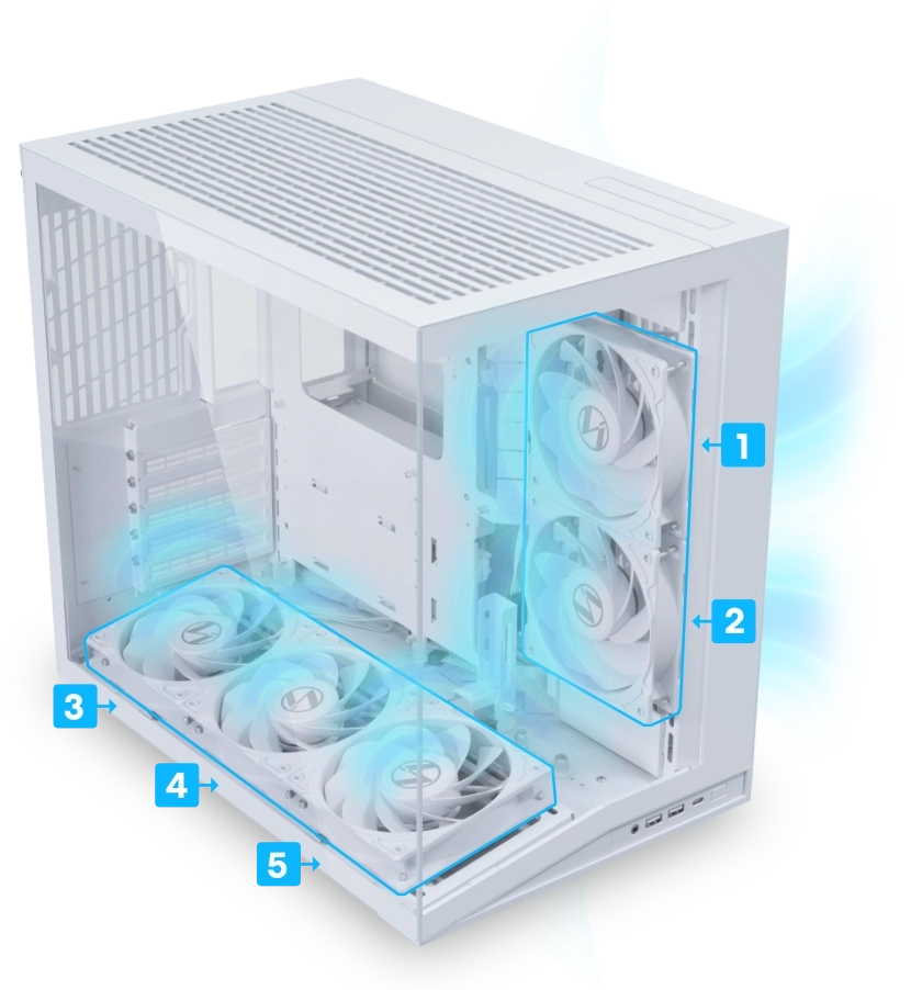 Lian Li O11D MINI V2 Flow  Tempered Glass ATX Mid Tower Gaming Case - White