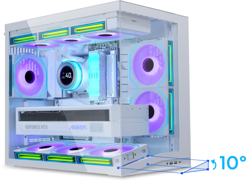 Lian Li O11D MINI V2 Flow  Tempered Glass ATX Mid Tower Gaming Case - White