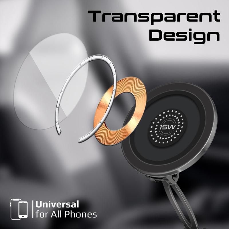 Promate MAGNUS2-QI - SecureGrip 360 Cradleless 15W Qi Magnetic Wireless in-Ca Phone Charger & Holder. Design
