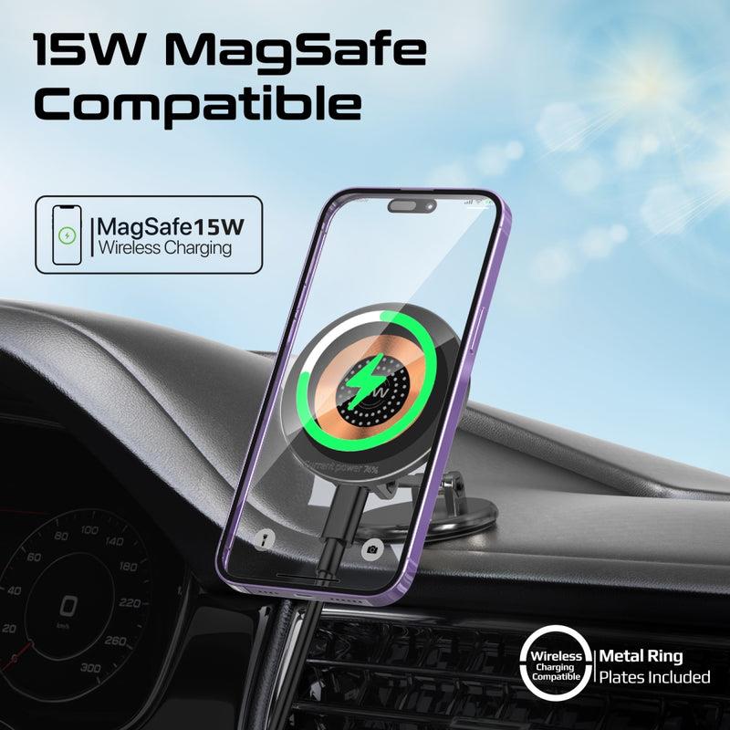 Promate MAGNUS2-QI - SecureGrip 360 Cradleless 15W Qi Magnetic Wireless in-Ca Phone Charger & Holder. Design