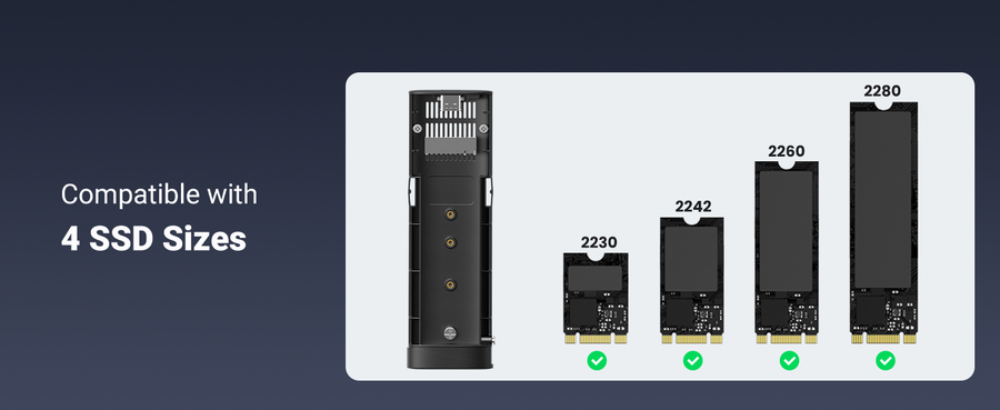 UG-15813 - UGreen 15813 M.2 PCIe NVME And SATA Solid State Drives With USB3.2 Gen 2 Standard Speed of 10Gbps, USB Attached SCSI Protocol And TRIM Supported  Grey Colour