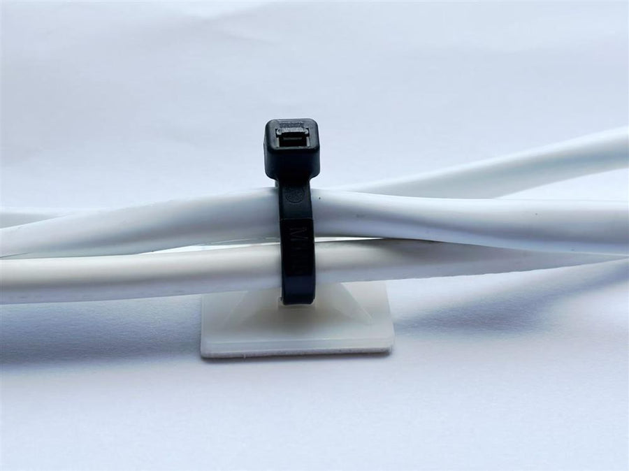 DYNAMIX DY30CTMS - 28 x 28mm Self Adhesive Natural Cable Ties Mount Pack of 20