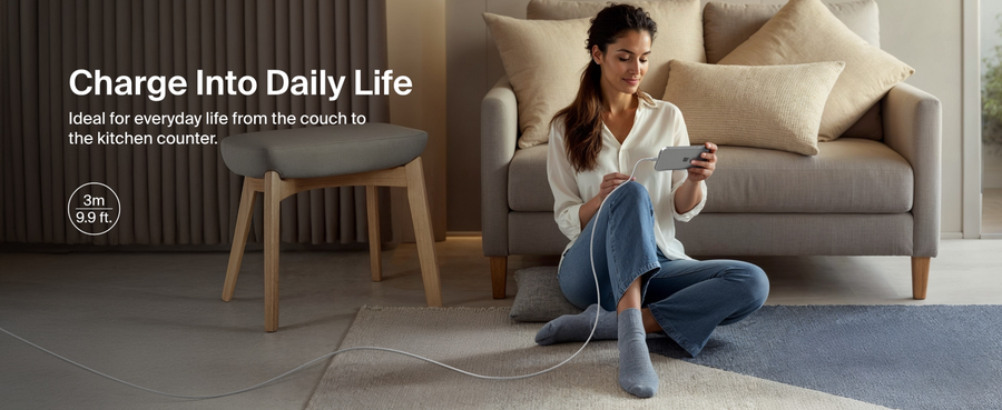 Belkin 240W Braided USB-C Cable - 3m - White