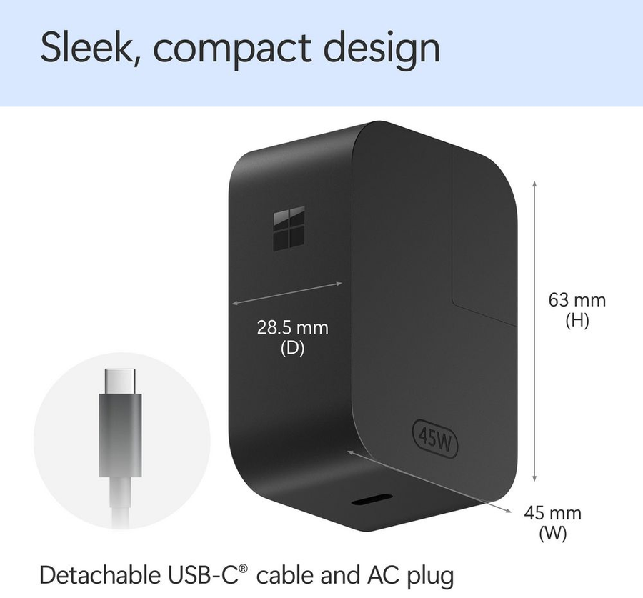 Microsoft EP2-29831 - SURFACE 45W USB-C POWER SUPPLY BLACK