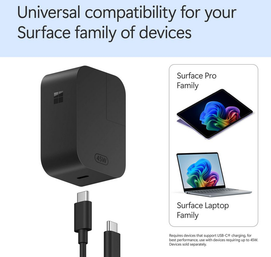 Microsoft EP2-29831 - SURFACE 45W USB-C POWER SUPPLY BLACK