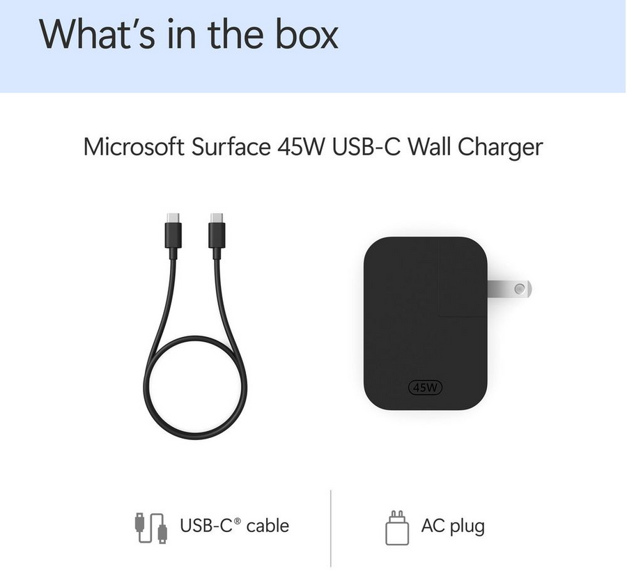 Microsoft EP2-29831 - SURFACE 45W USB-C POWER SUPPLY BLACK