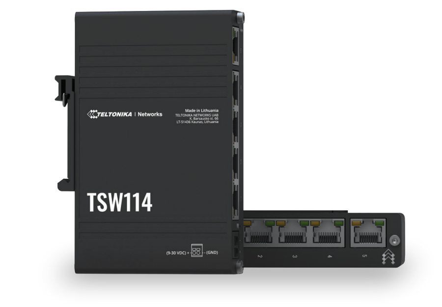TSW114 - Teltonika TSW114 DIN Rail 5 Port GbE Switch