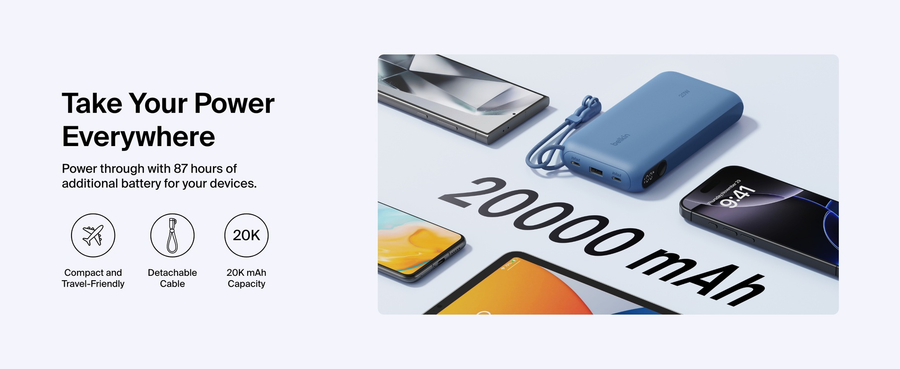 Belkin BPB028FQBL - BoostCharge Power Bank 20K with Display