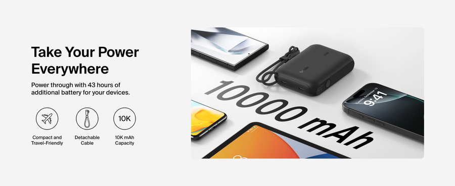 Belkin BPB027FQBK - BoostCharge Powerbank 10K mit Display