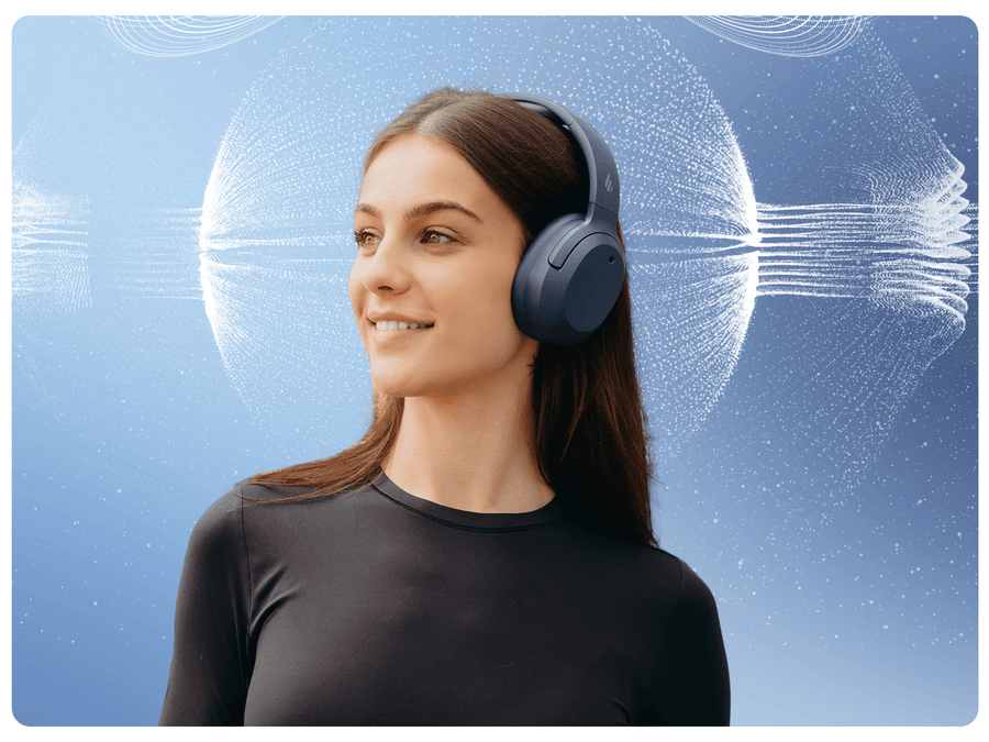 Edifier  W820NB Plus (2025 Upgrade) Wireless Over-Ear Noise-Cancelling Headphones - Navy