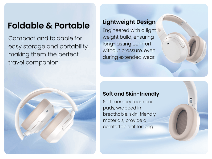Edifier  W820NB Plus (2025 Upgrade) Wireless Over-Ear Noise-Cancelling Headphones - Navy