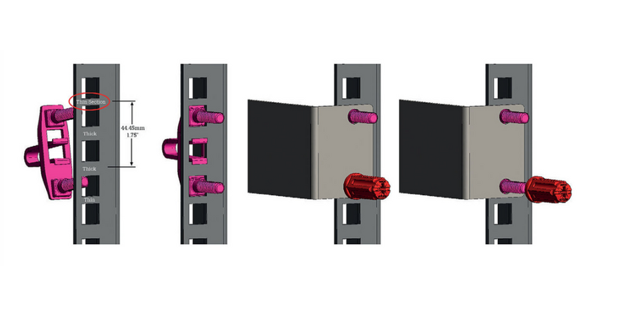 RACKSTUDS RSLDUO-1RUB50-S2 - DUO 1RU 50-pack Mounting Solution 19'' Racks. Replacement for Cage Nuts