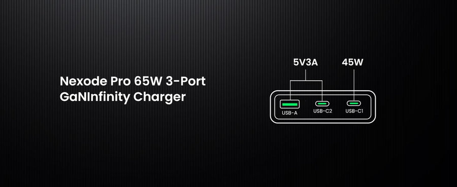 UG-65002 - UGREEN Nexode Pro 65W 3-Port GaN Ultra-Slim Universal Travel adaptor Fast Charger