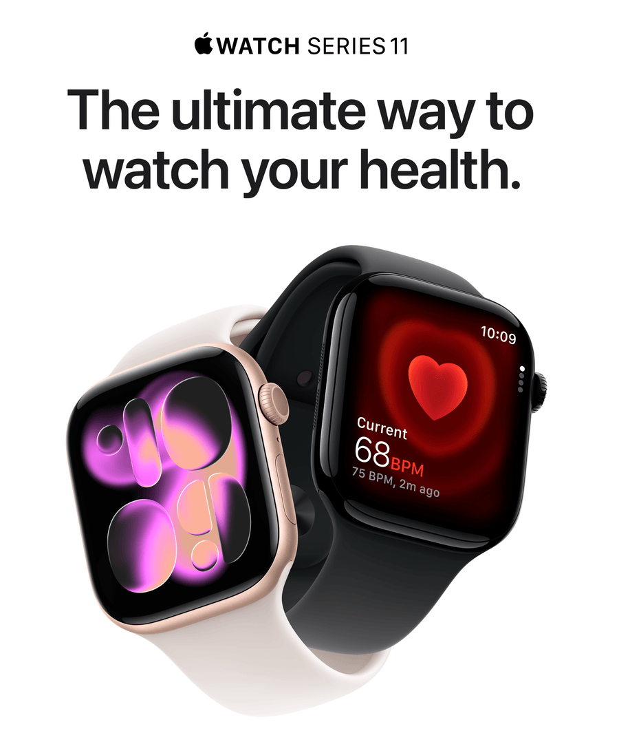 MEUX4X/A - Apple Watch Series 11GPS46mmJet Black Aluminium Case with Black Sport Band - M/L