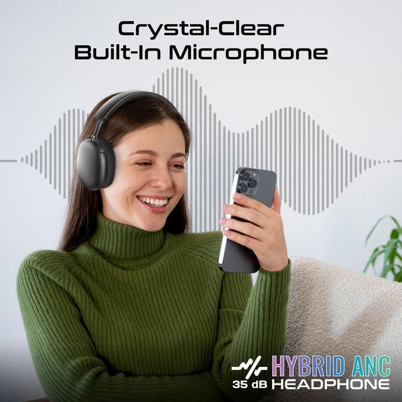 Promate SERENE - HD AI Noise Cancelling Wireless Bluetooth Headphones Up to 40hrs Playing time Soft