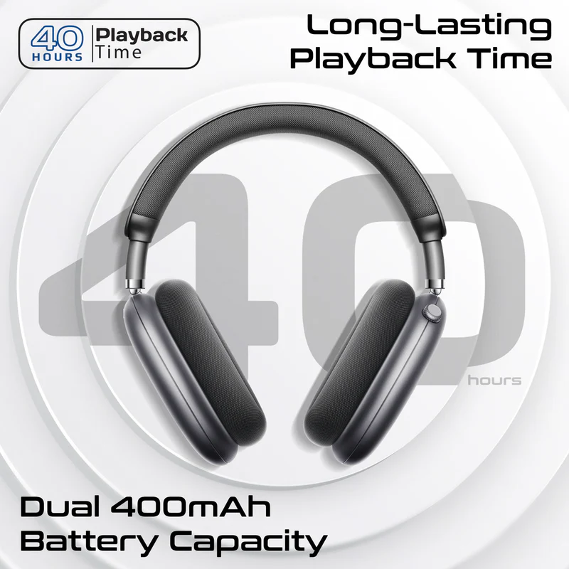 Promate SERENE - HD AI Noise Cancelling Wireless Bluetooth Headphones Up to 40hrs Playing time Soft