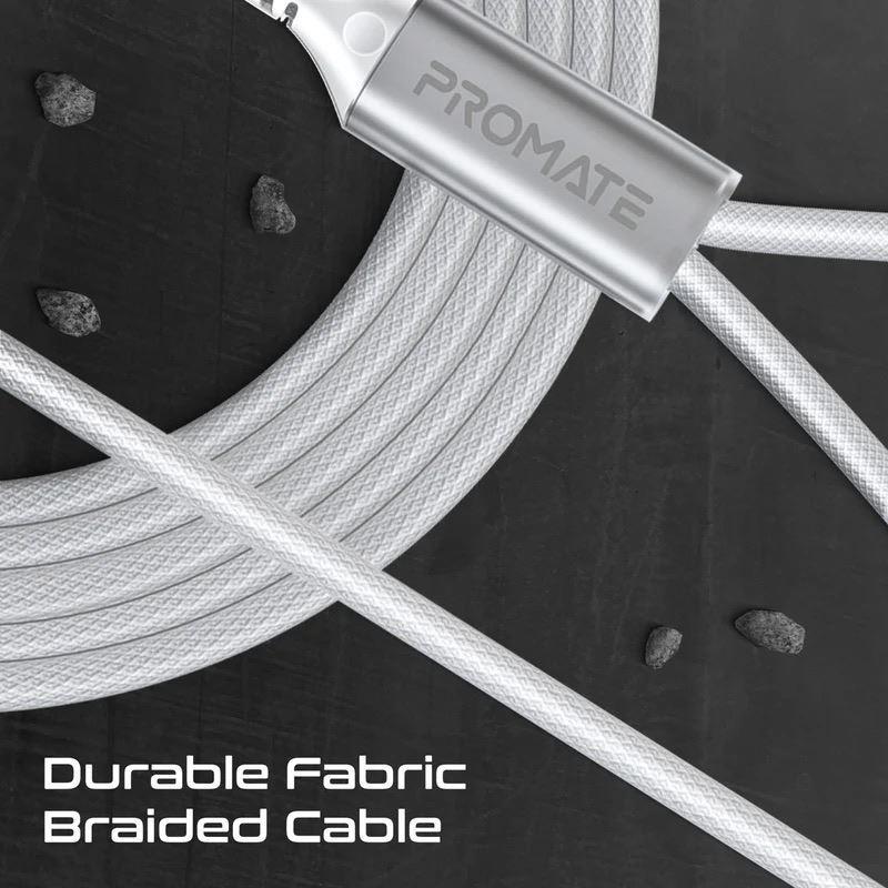 Promate POWERLINK-3C-WHT - 1.4M 140W PD USB-C to Dual USB-C Charging Cable. White