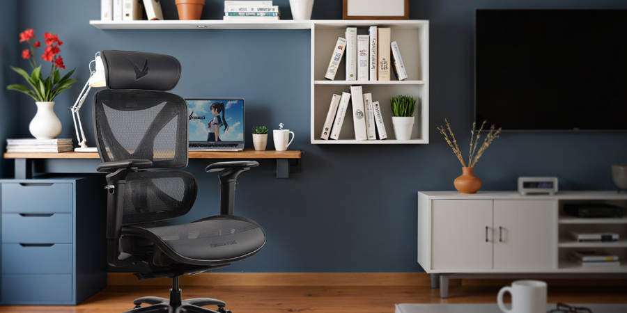Formula V Line Ergolux 6 Ergonomic Gaming Mesh Chair - Black - Max Weight 125kg - Recommended height 155cm-190cm