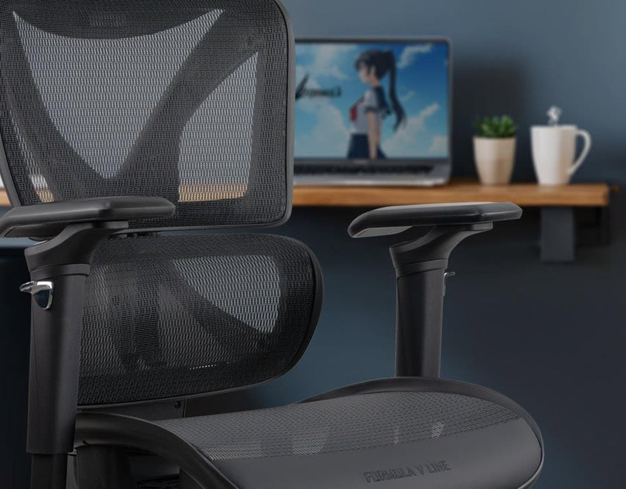 Formula V Line Ergolux 6 Ergonomic Gaming Mesh Chair - Black - Max Weight 125kg - Recommended height 155cm-190cm
