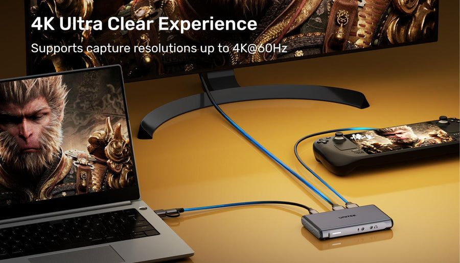 Unitek V1177A - Dual 4K HDMI Video Capture Card w/ Loop-out. Capture & Stream Instantly.