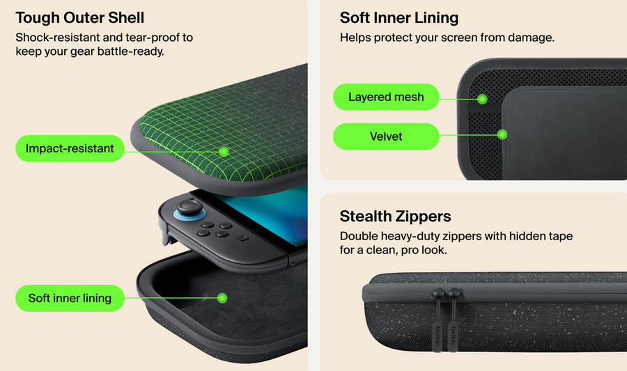 Belkin ENA001FQCH - Charging Case for Switch 2 # Charcoal
