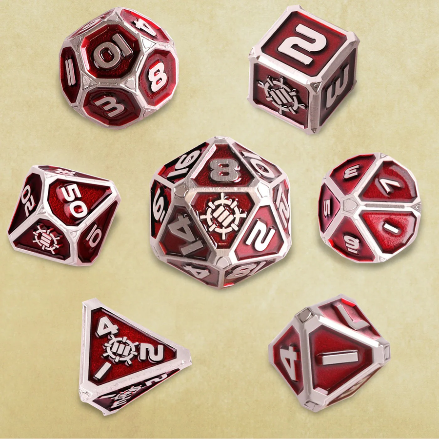 ENTTDM7520RDEW - Verbessertes 7-teiliges Metall-RPG-Würfelset für Tabletop-Sammler – Rot