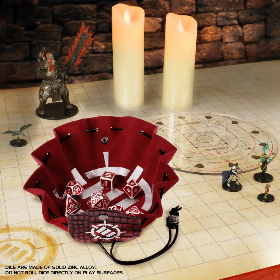 ENTTDM7520RDEW - Verbessertes 7-teiliges Metall-RPG-Würfelset für Tabletop-Sammler – Rot